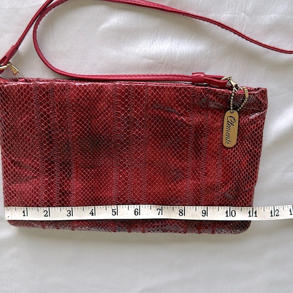 Vintage Clemente Red Snakeskin and Leather Clutch or Shoulder Bag - Picture 4 of 10